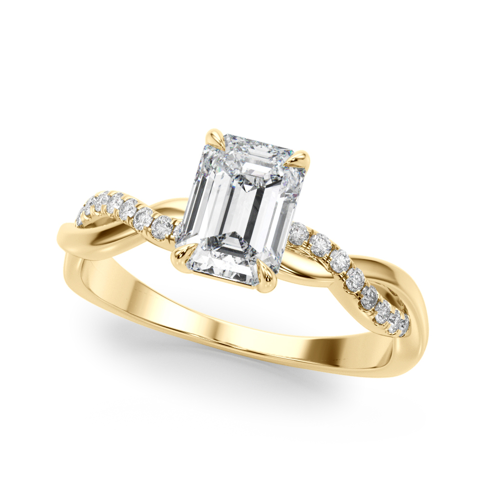 18K Yellow Gold Adrianne Braided Pavé Diamond Engagement Ring