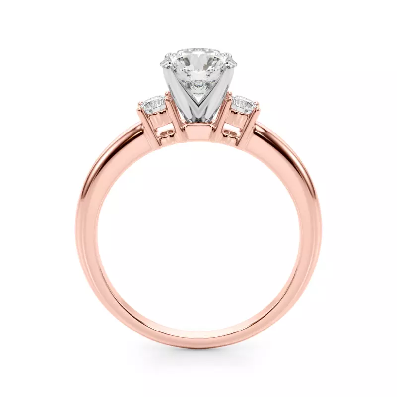 14K Rose Gold Aila Three Stone Diamond Engagement Ring