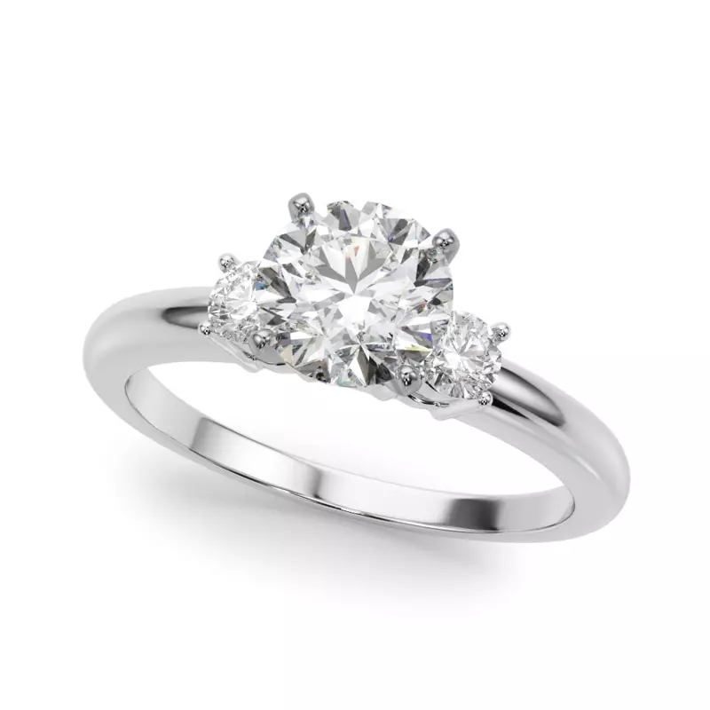 14K White Gold Aila Three Stone Diamond Engagement Ring