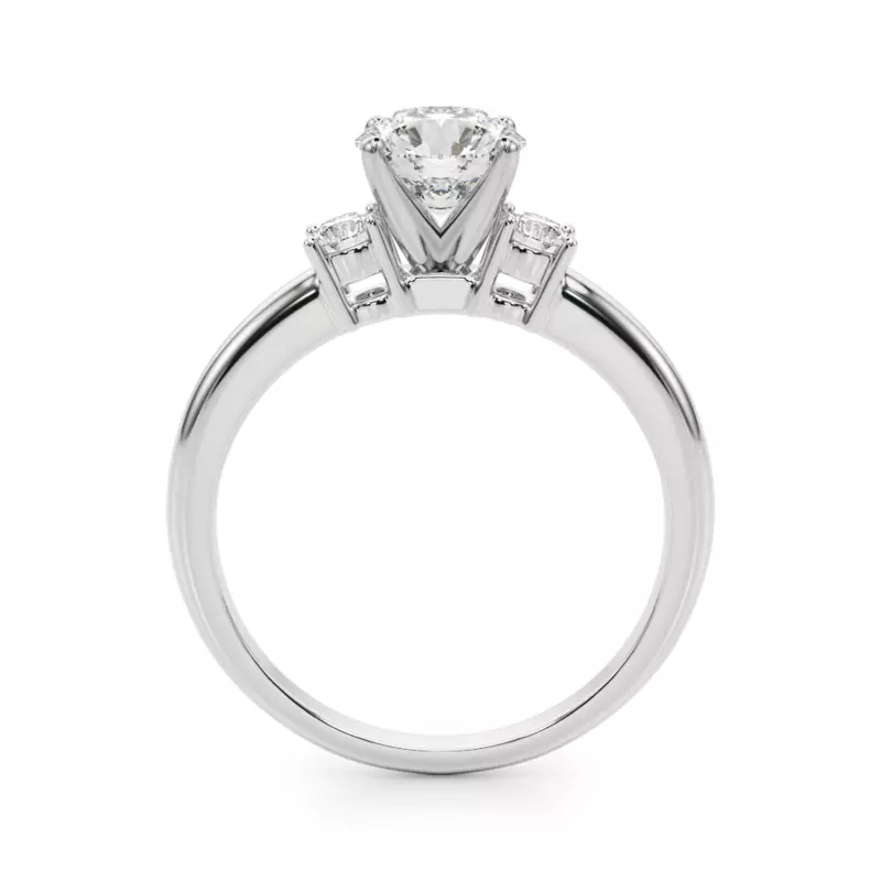 14K White Gold Aila Three Stone Diamond Engagement Ring