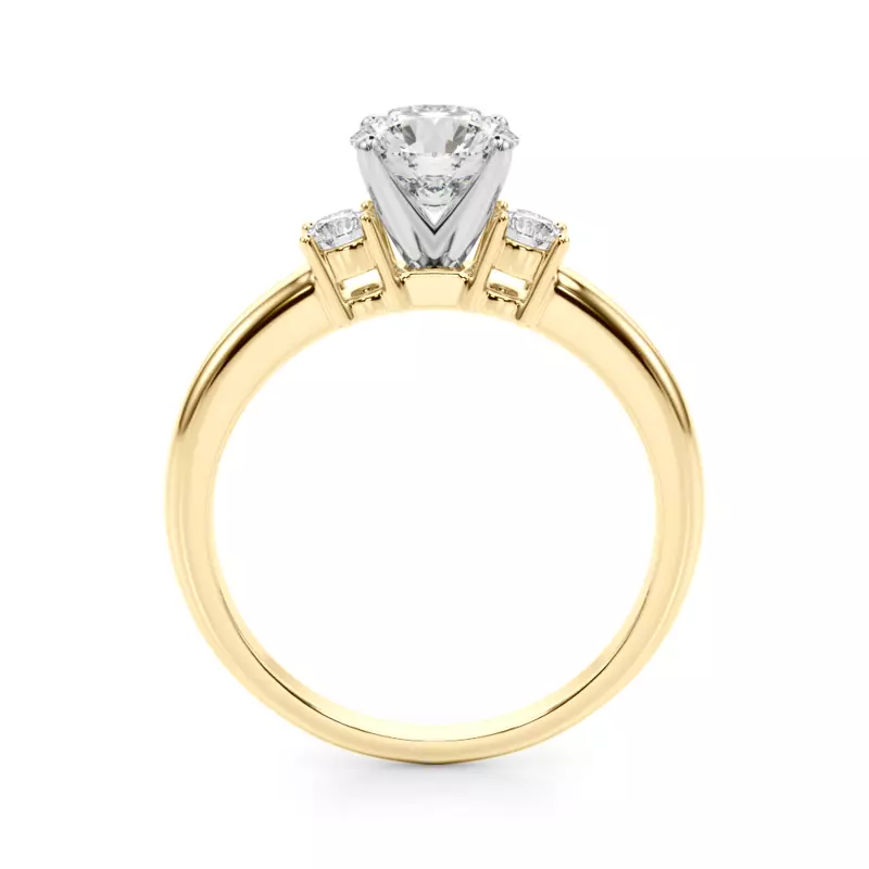 14K Yellow Gold Aila Three Stone Diamond Engagement Ring