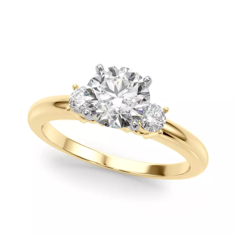 18K Yellow Gold Aila Three Stone Diamond Engagement Ring