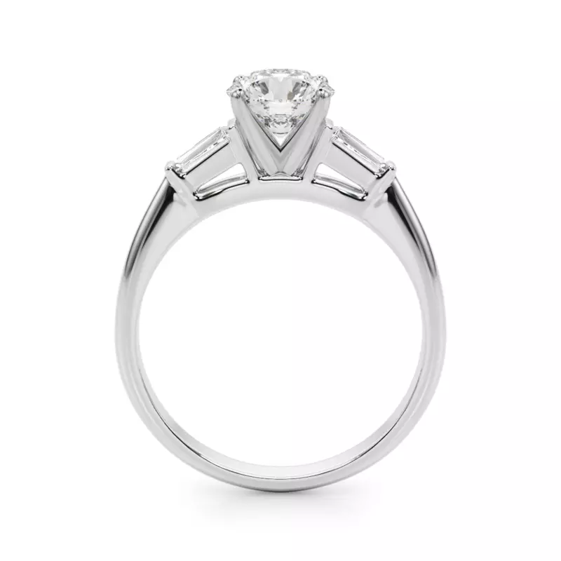 14K White Gold Galla Three Stone Tapered Baguette Engagement Ring