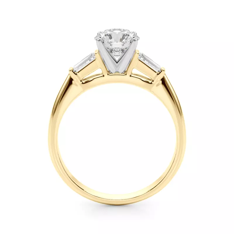 14K Yellow Gold Galla Three Stone Tapered Baguette Engagement Ring