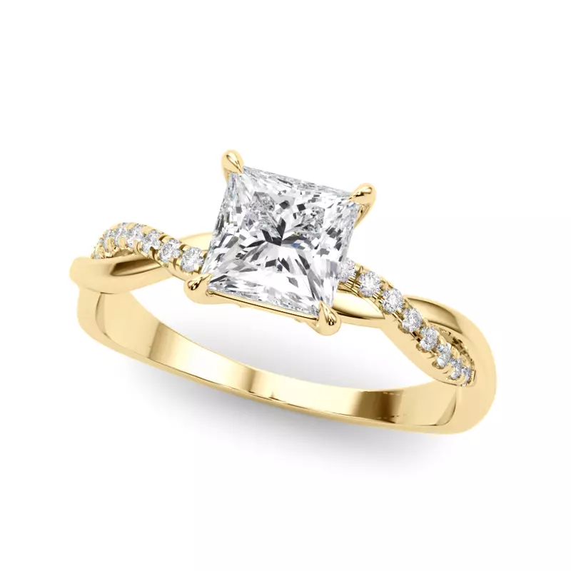 18K Yellow Gold Elowin Pave Diamond Braid Engagement Ring