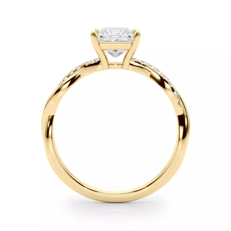 18K Yellow Gold Elowin Pave Diamond Braid Engagement Ring