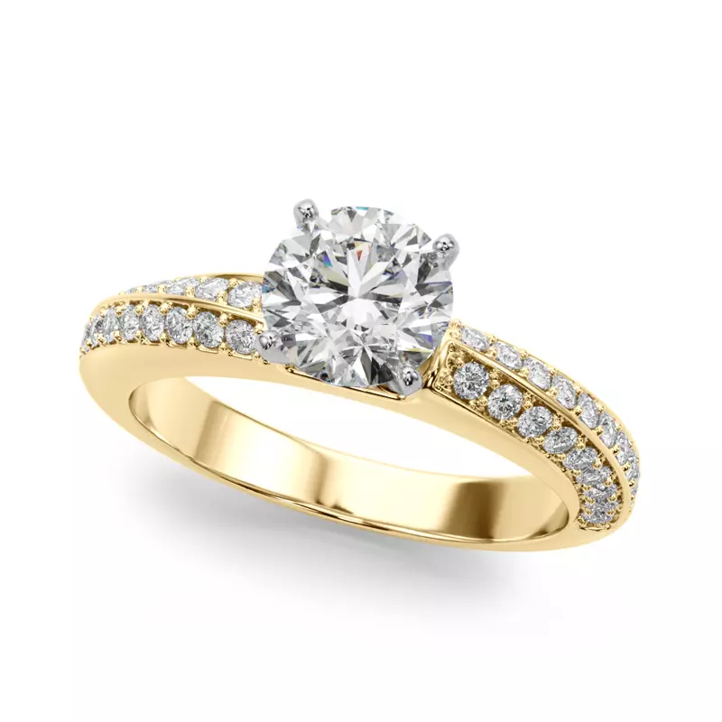 14K Yellow Gold Jupiter Pave Twist Diamond Engagement Ring