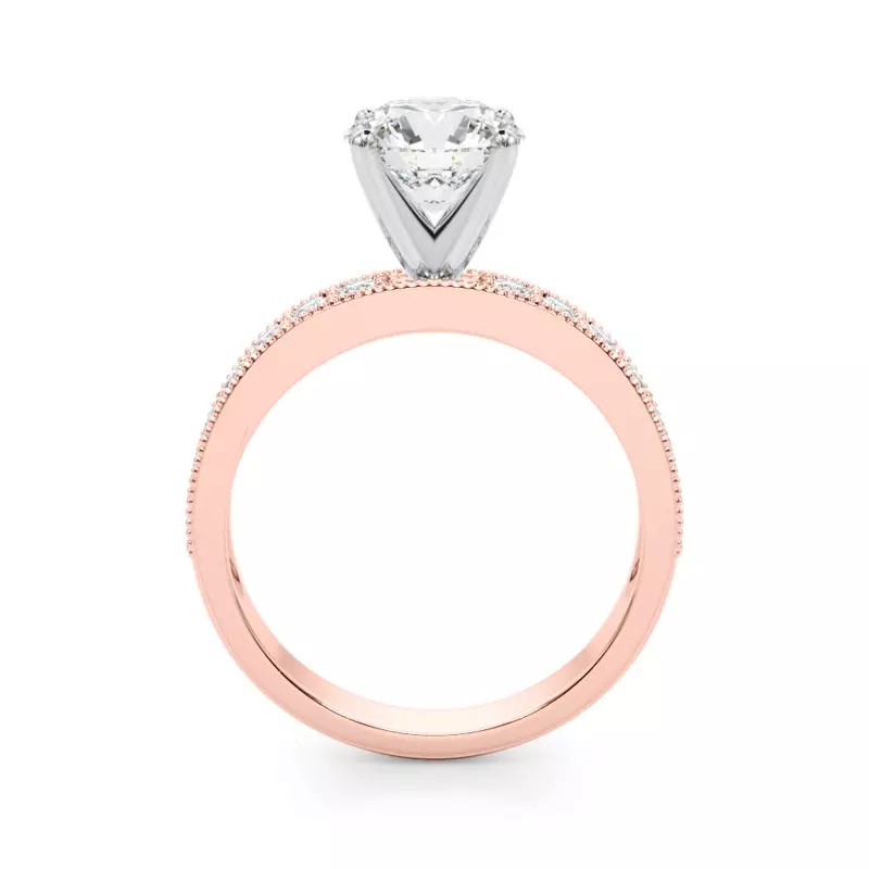 14K Rose Gold Liv Vintage Style Channel Diamond Engagement Ring