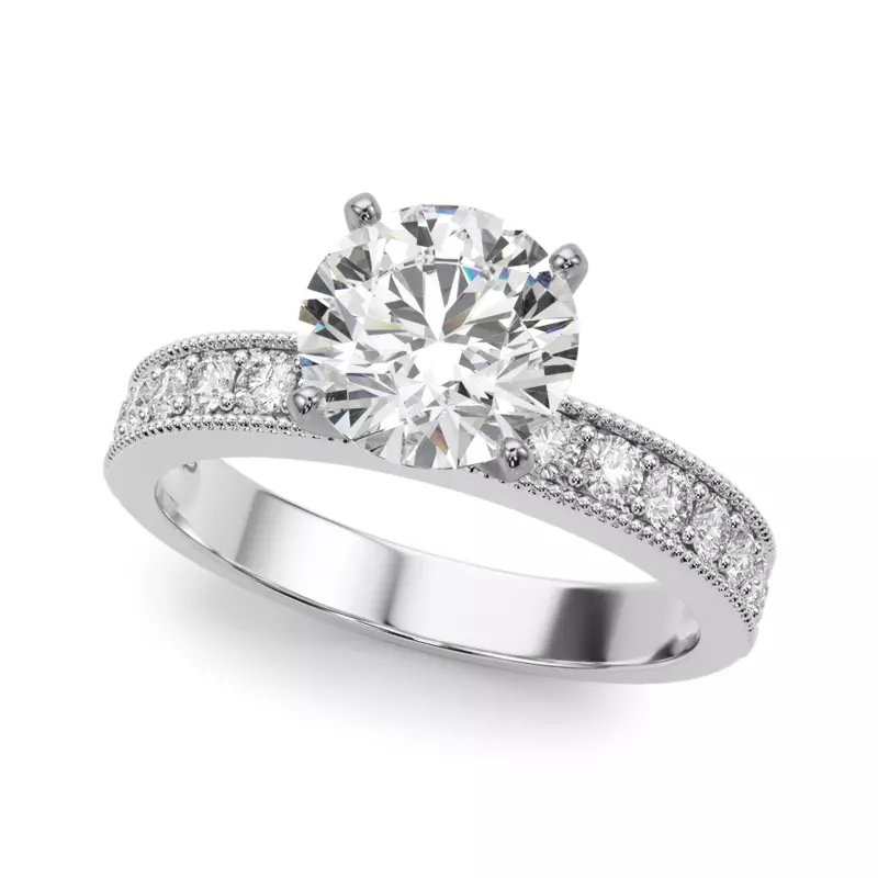 14K White Gold Liv Vintage Style Channel Diamond Engagement Ring