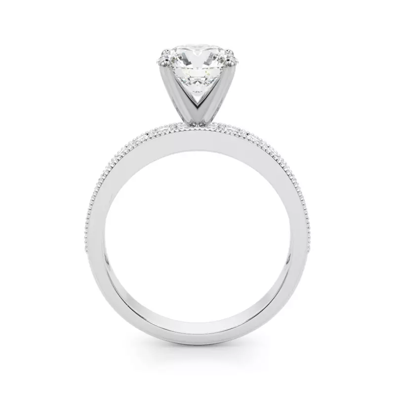 14K White Gold Liv Vintage Style Channel Diamond Engagement Ring