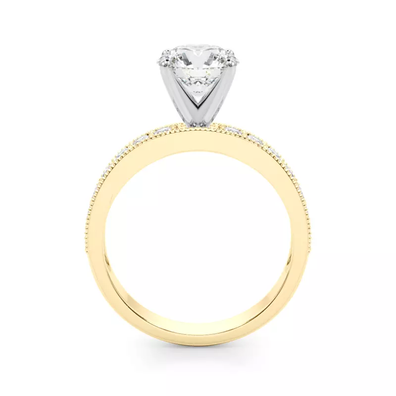 14K Yellow Gold Liv Vintage Style Channel Diamond Engagement Ring