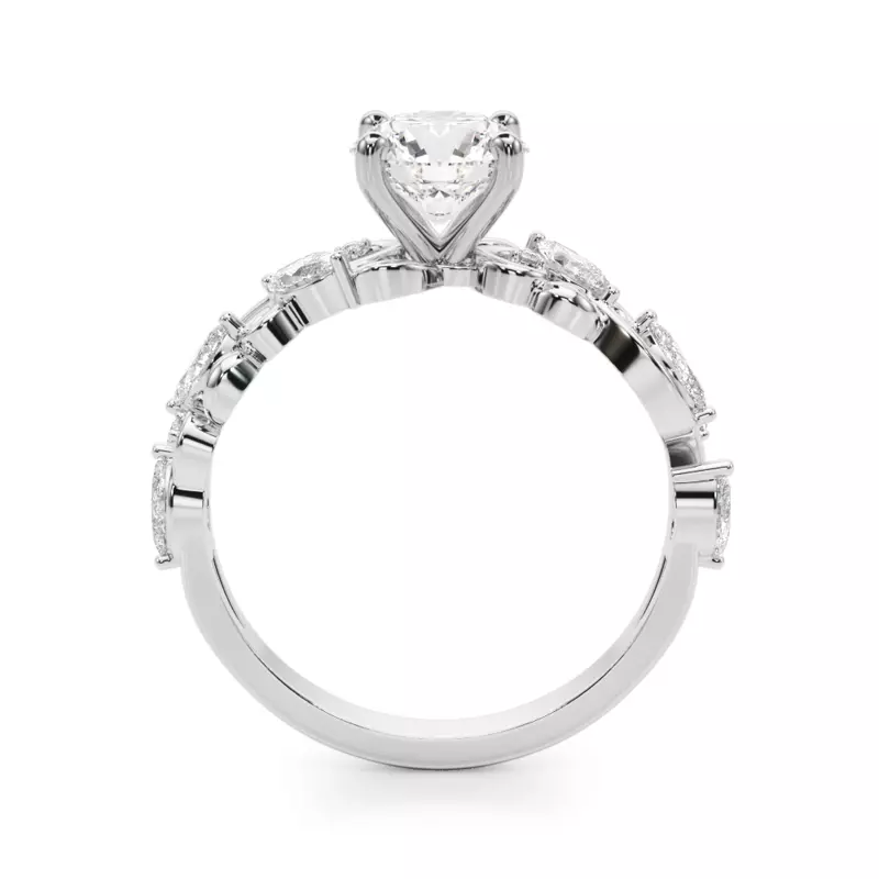 Platinum Seraphina Marquise And Round Diamond Nature Inspired Engagement Ring