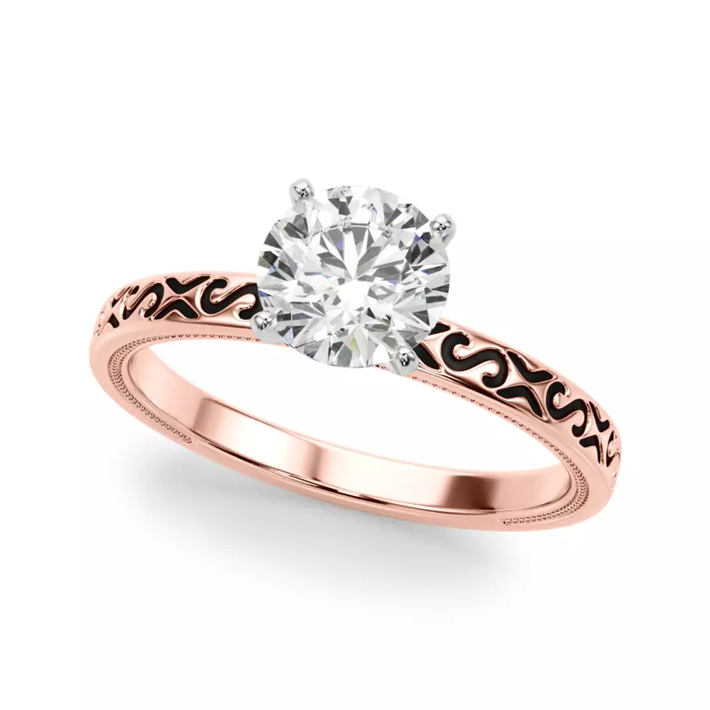 14K Rose Gold Tanzanora Vintage Inspired Solitaire Engagement Ring