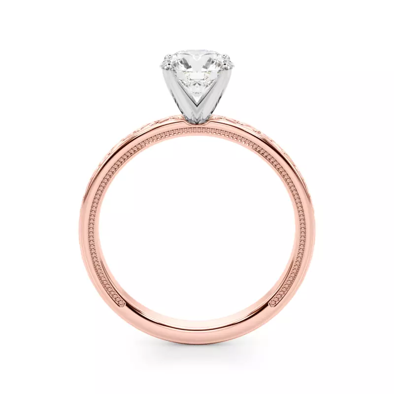 14K Rose Gold Tanzanora Vintage Inspired Solitaire Engagement Ring