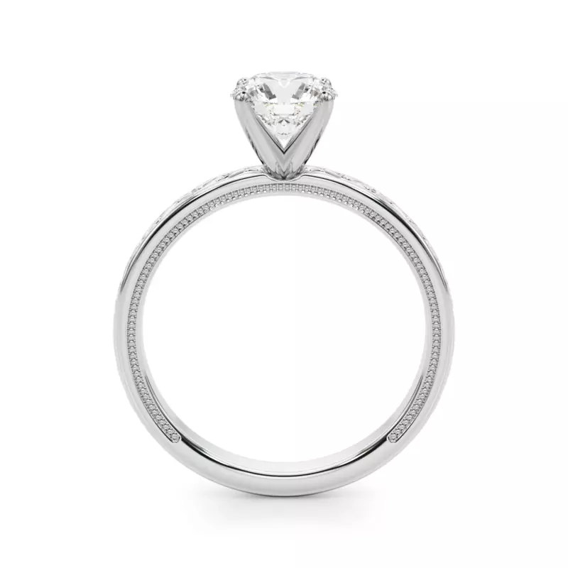 14K White Gold Tanzanora Vintage Inspired Solitaire Engagement Ring