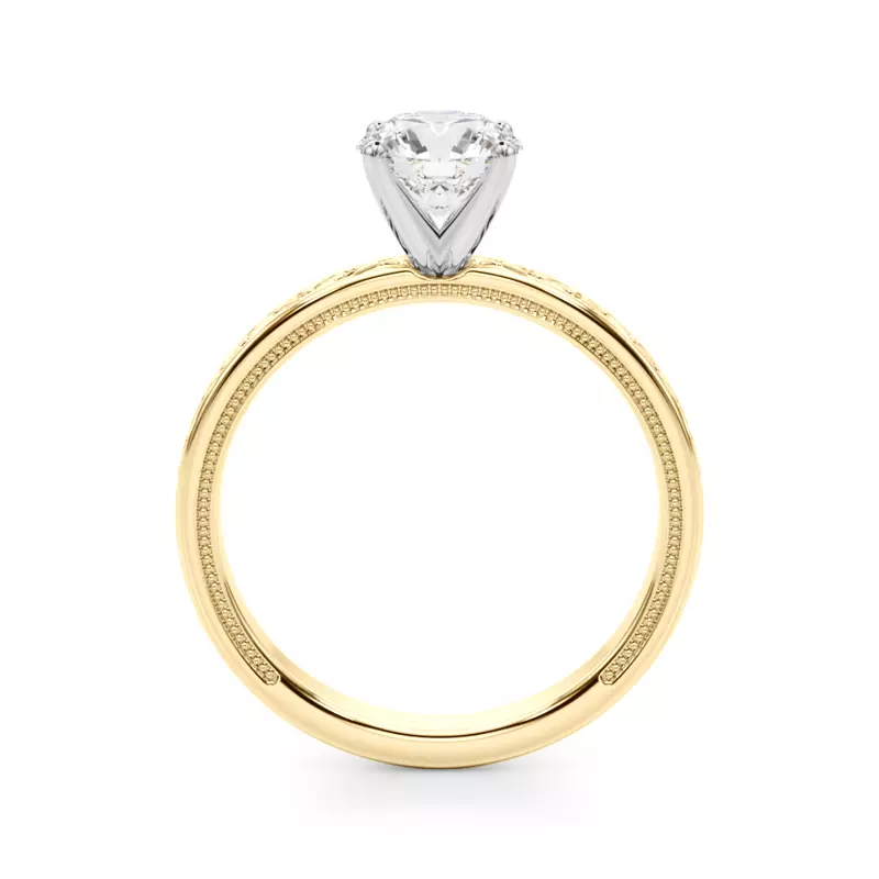 14K Yellow Gold Tanzanora Vintage Inspired Solitaire Engagement Ring