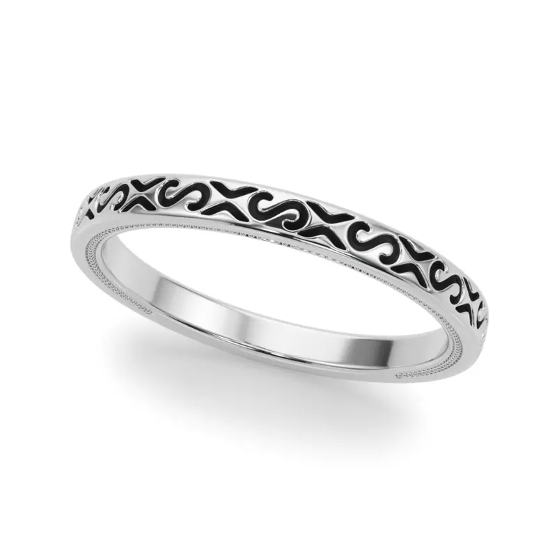 Platinum Tanzanora Vintage Inspired Wedding Band