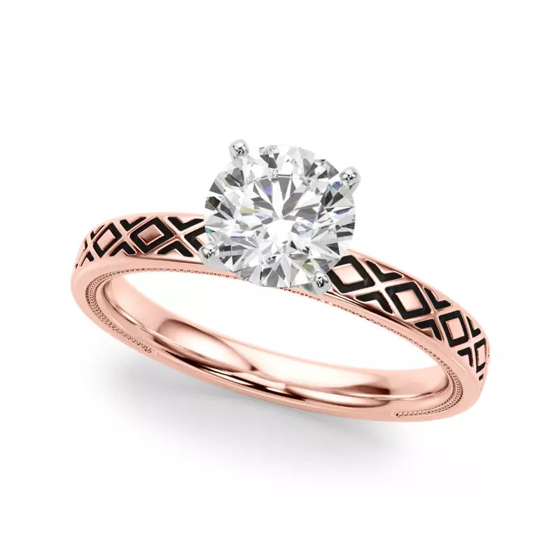 14K Rose Gold Peridorna Vintage Inspired Solitaire Engagement Ring