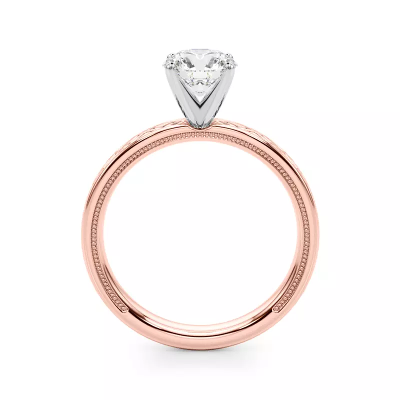 14K Rose Gold Peridorna Vintage Inspired Solitaire Engagement Ring