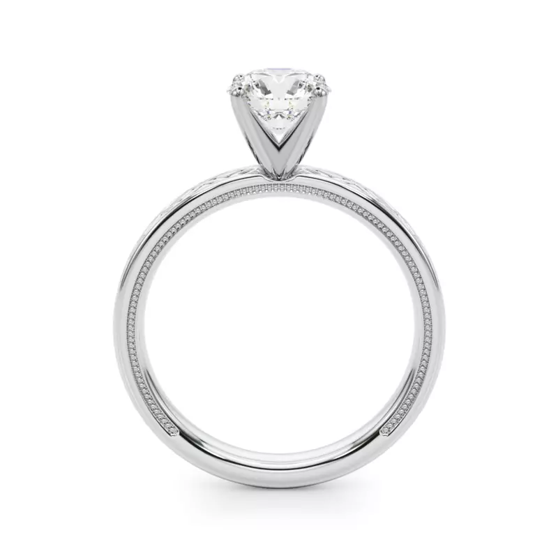 14K White Gold Peridorna Vintage Inspired Solitaire Engagement Ring