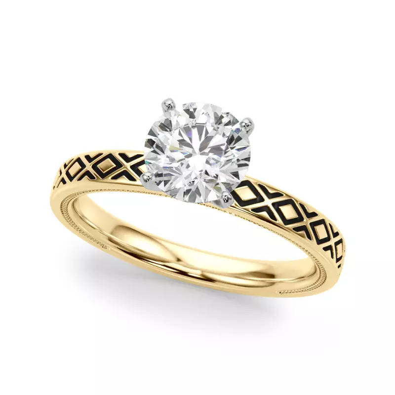 14K Yellow Gold Peridorna Vintage Inspired Solitaire Engagement Ring