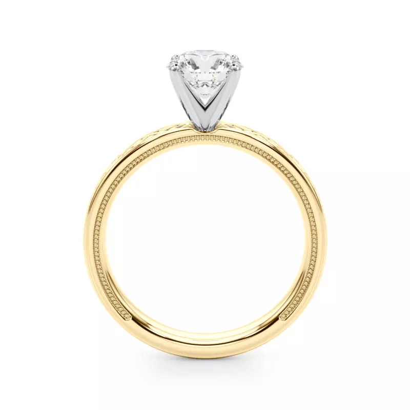 14K Yellow Gold Peridorna Vintage Inspired Solitaire Engagement Ring