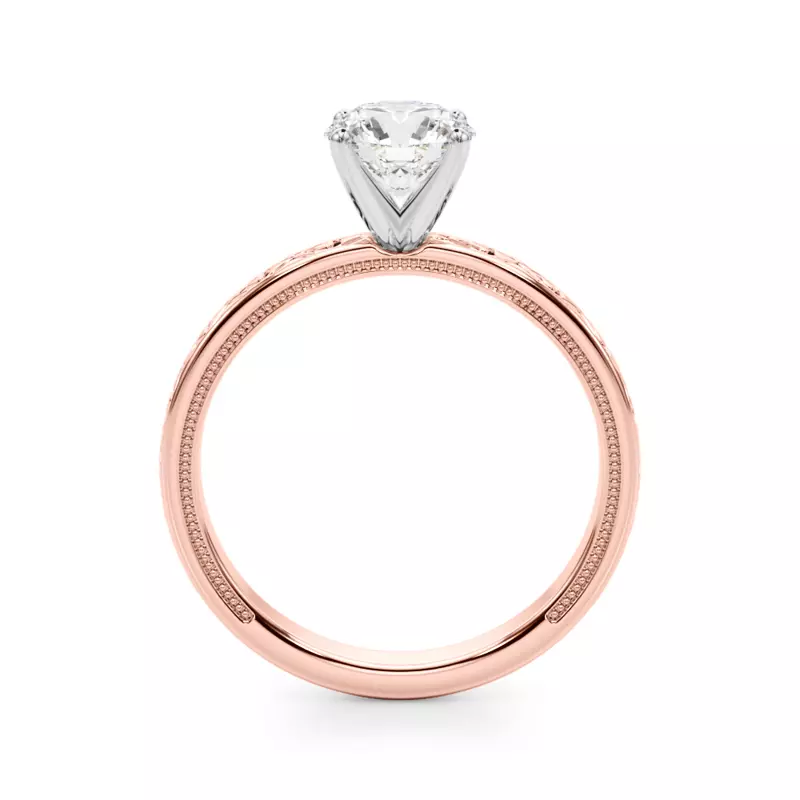 14K Rose Gold Moganita Vintage Inspired Solitaire Engagement Ring