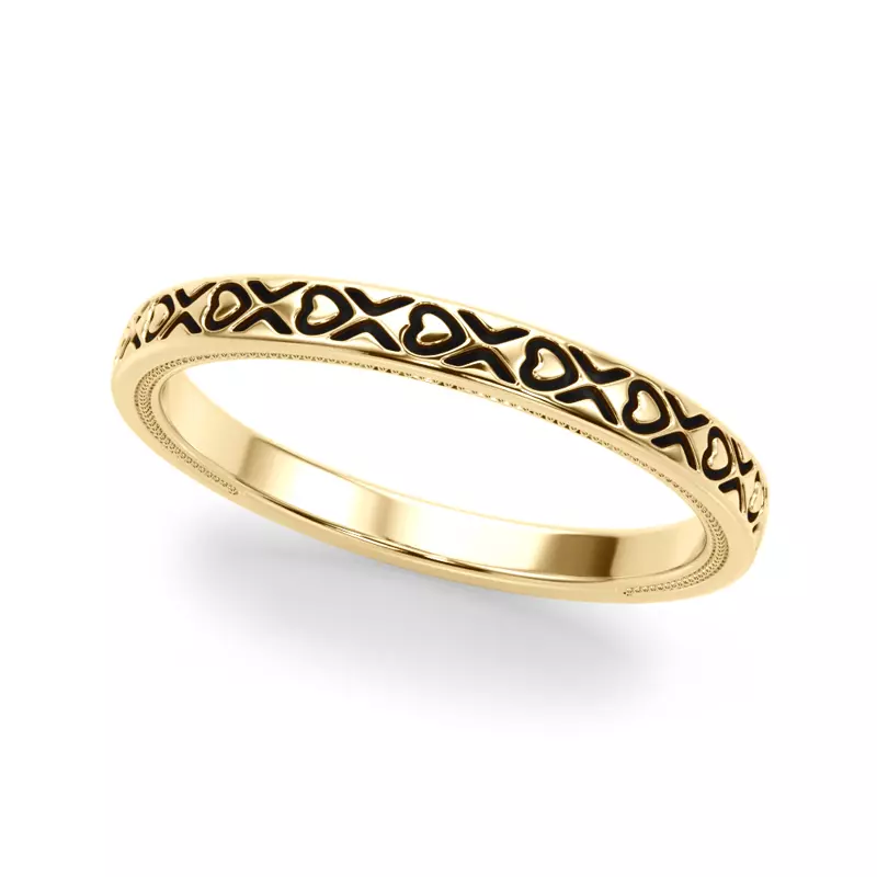 18K Yellow Gold Moganita Vintage Inspired Wedding Band