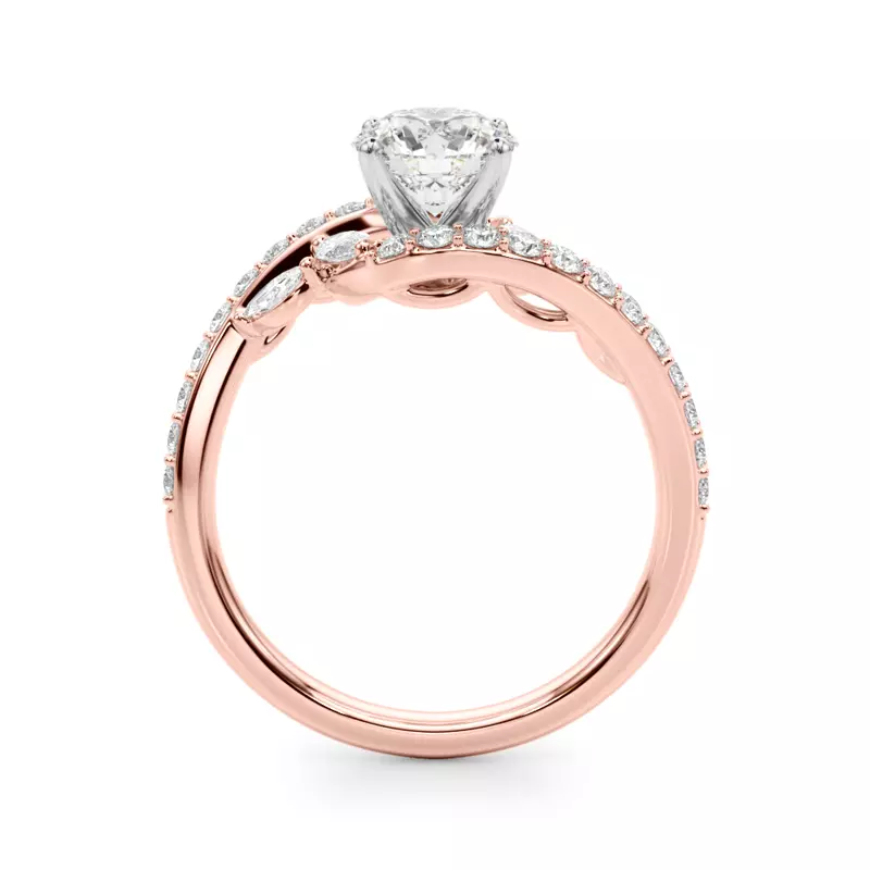 14K Rose Gold Ametrine Marquise And Round Diamond Bypass Engagement Ring