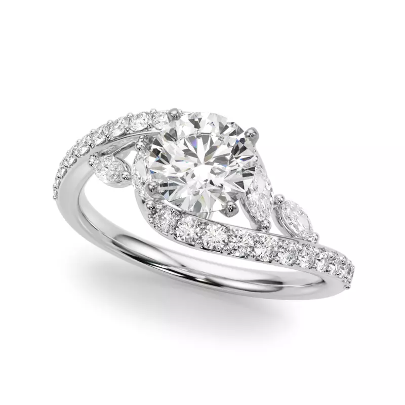 Platinum Ametrine Marquise And Round Diamond Bypass Engagement Ring