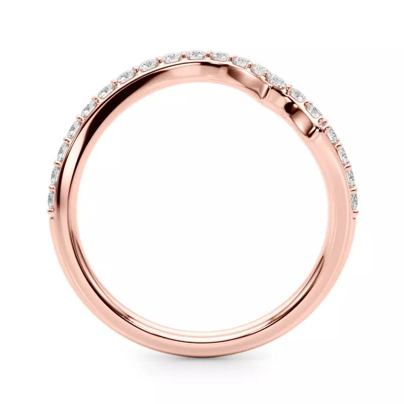 14K Rose Gold Ametrine Curved Pave Diamond Wedding Band