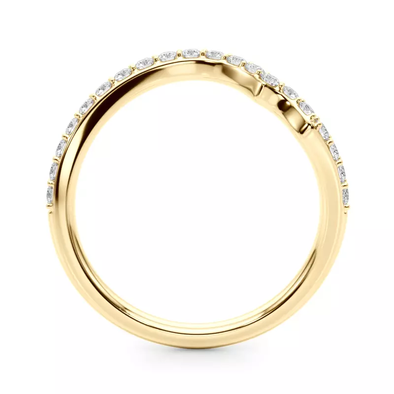 14K Yellow Gold Ametrine Curved Pave Diamond Wedding Band