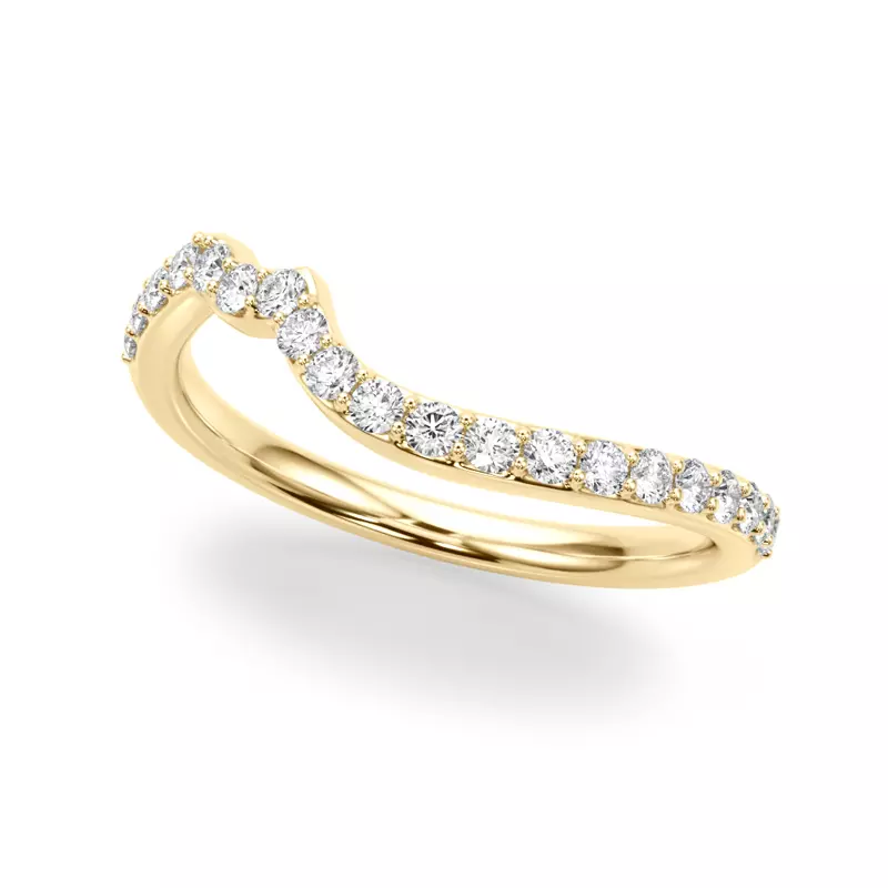 Ametrine Curved Pave Diamond Wedding Band