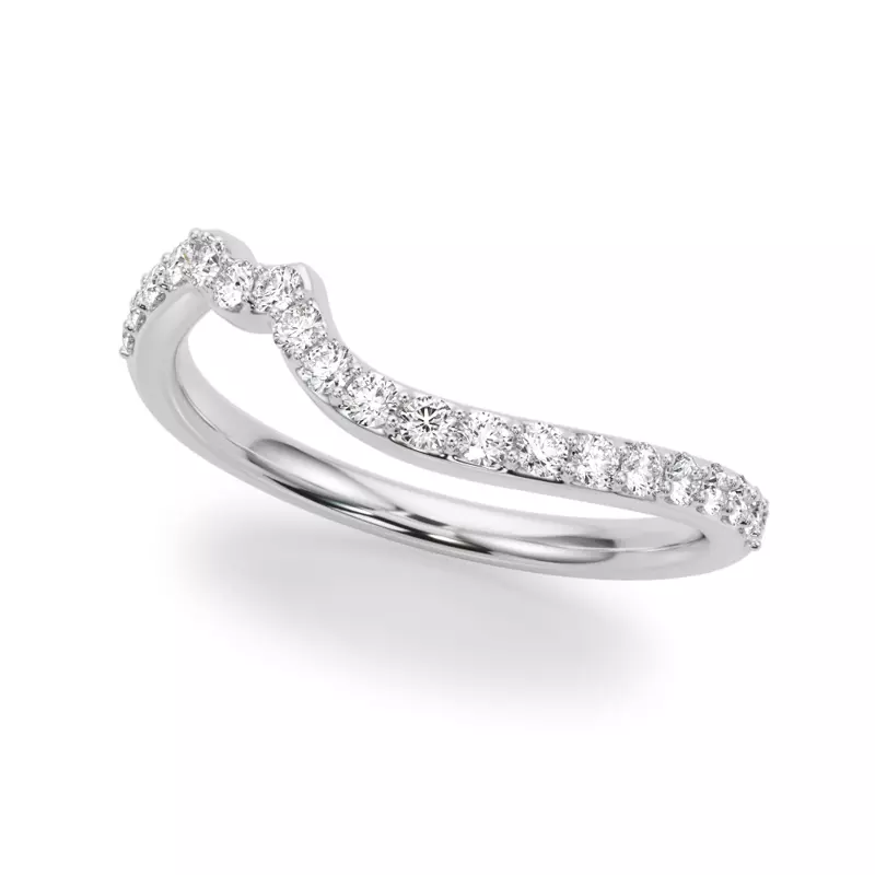Ametrine Curved Pave Diamond Wedding Band