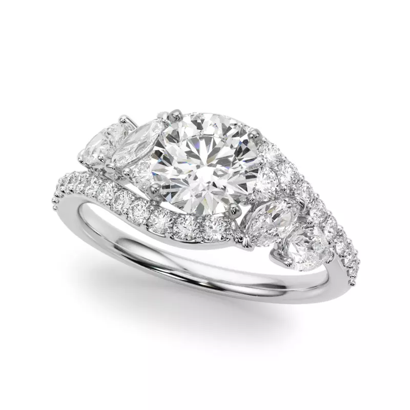 Platinum Sapphiris Pear And Marquise Diamond Bypass Engagement Ring