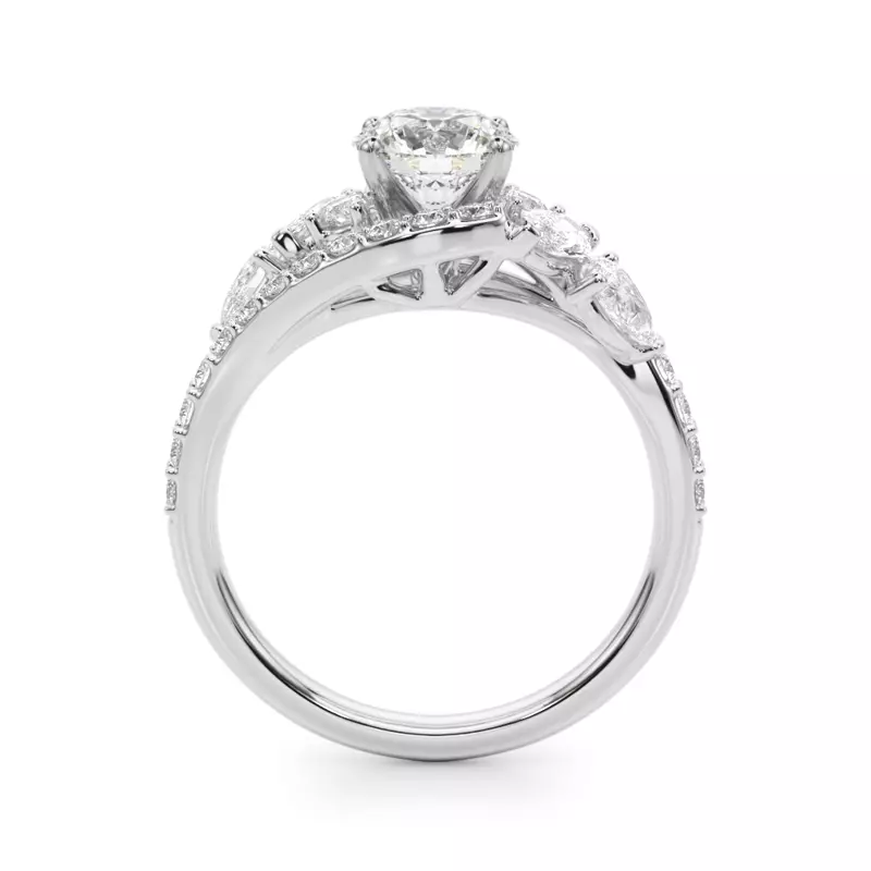 Platinum Sapphiris Pear And Marquise Diamond Bypass Engagement Ring