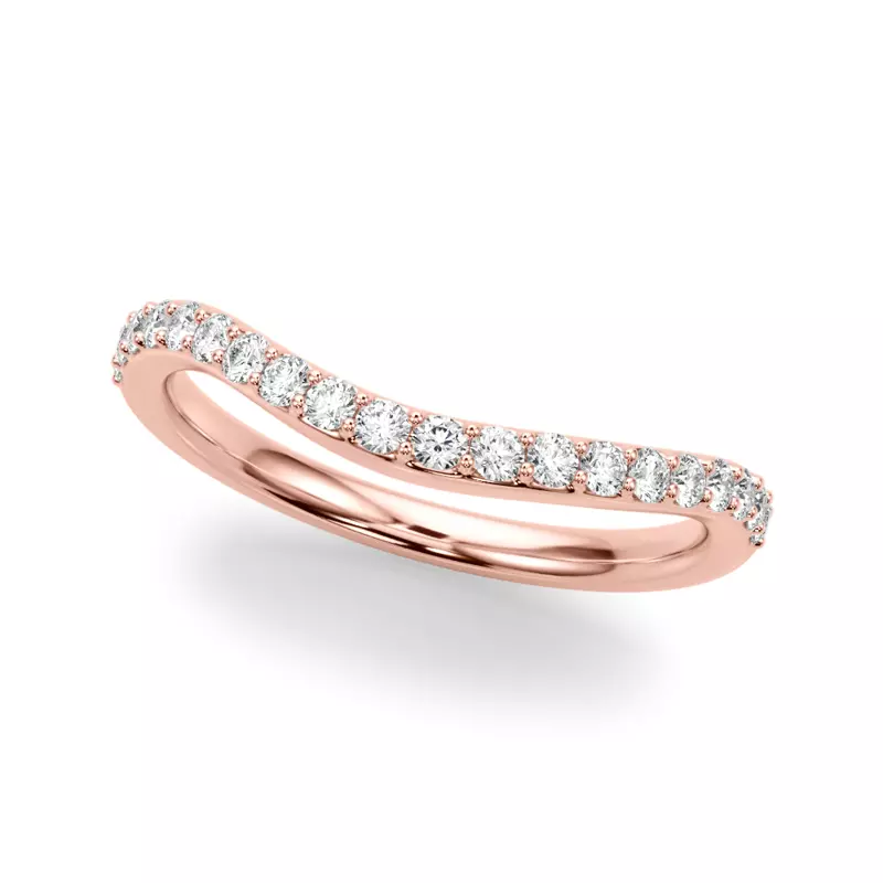 Sapphiris Curved Pave Diamond Wedding Band