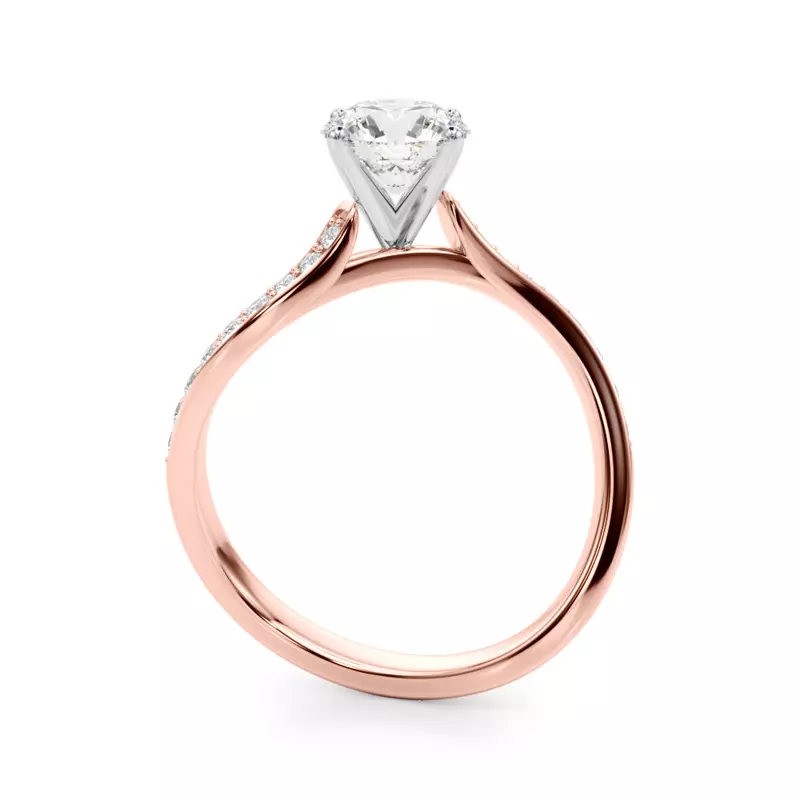 14K Rose Gold Ziridelle Bypass Pave Diamond Engagement Ring