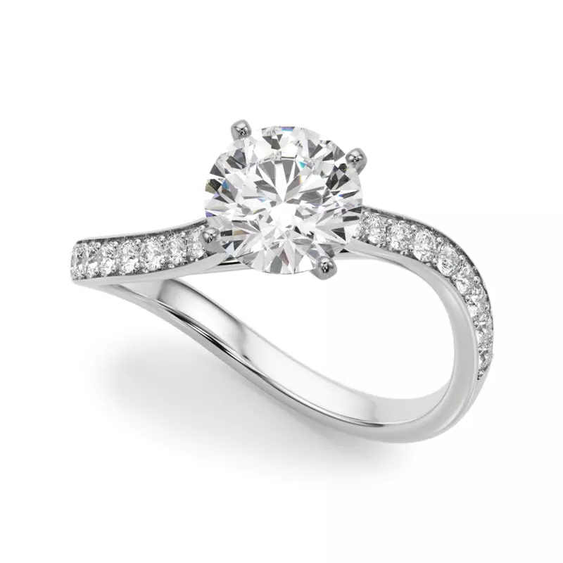 Ziridelle Bypass Pave Diamond Engagement Ring