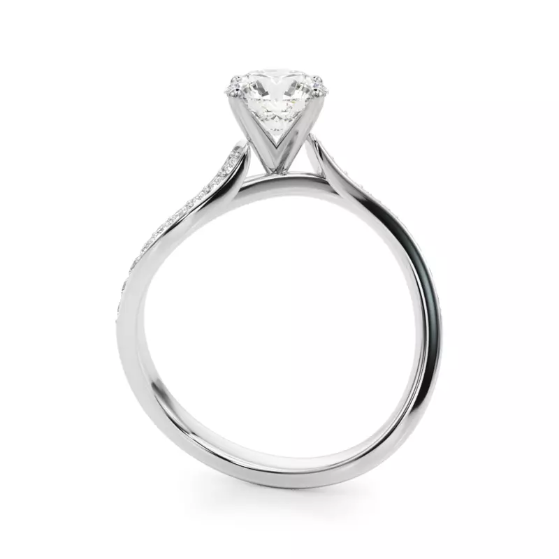 Platinum Ziridelle Bypass Pave Diamond Engagement Ring