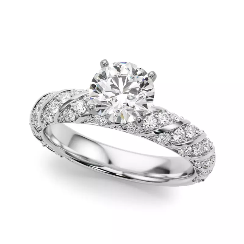 Platinum Aurorite Swirl Inspired Diamond Engagement Ring
