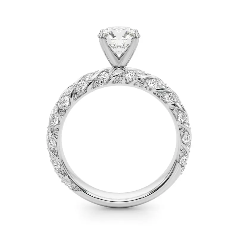 Platinum Aurorite Swirl Inspired Diamond Engagement Ring