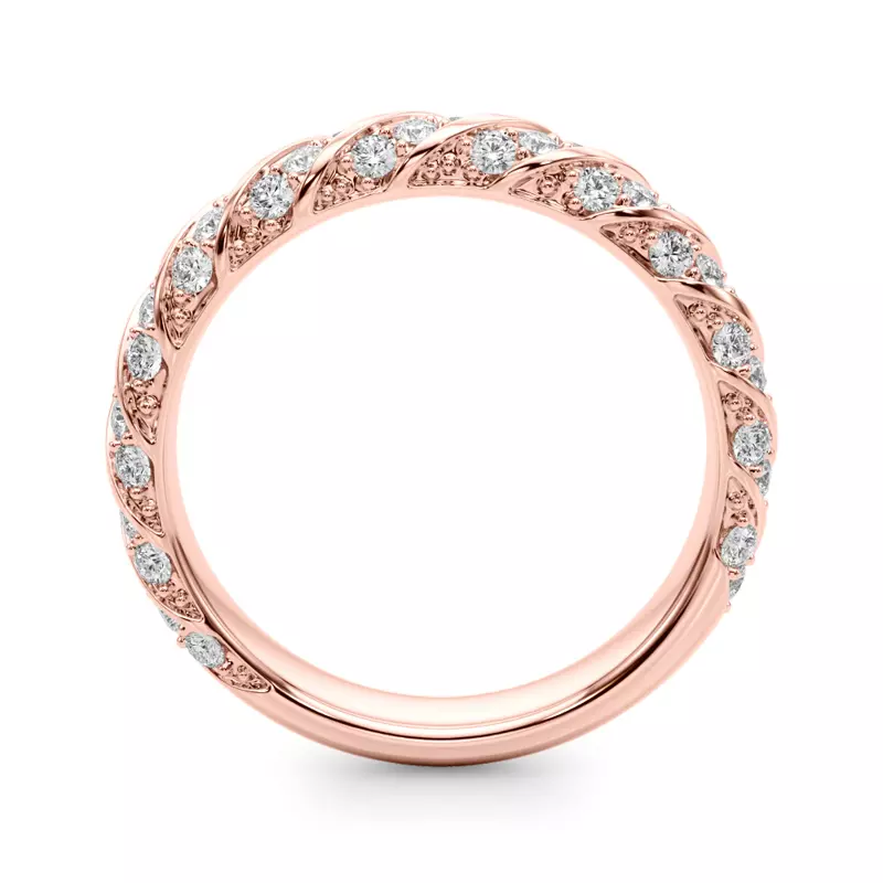14K Rose Gold Aurorite Swirl Inspired Diamond Wedding Band