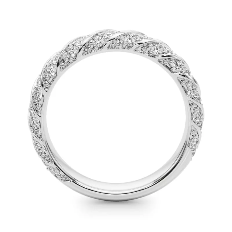 14K White Gold Aurorite Swirl Inspired Diamond Wedding Band