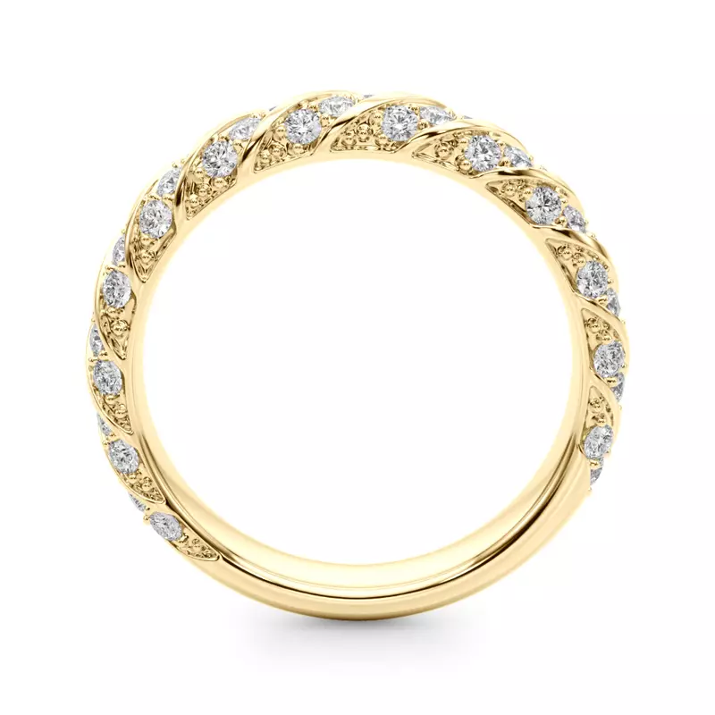 18K Yellow Gold Aurorite Swirl Inspired Diamond Wedding Band