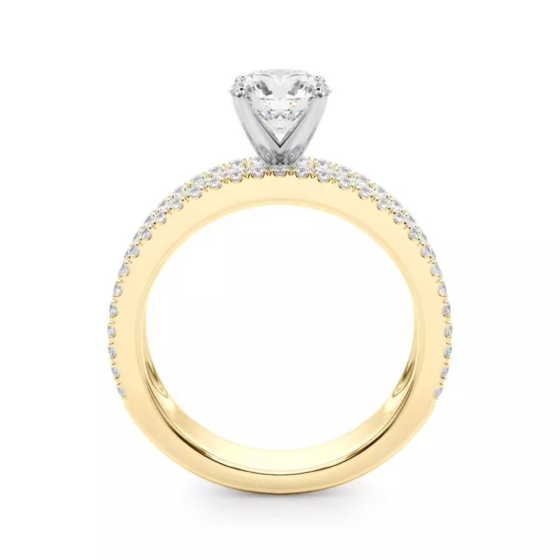 14K Yellow Gold Opulencia Round And Baguette Diamond Engagement Ring