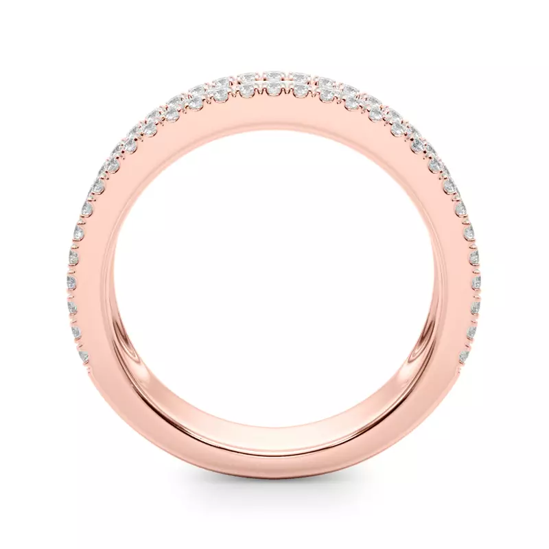 14K Rose Gold Opulencia Round And Baguette Diamond Wedding Band