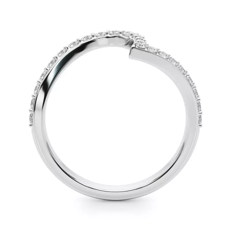 18K White Gold Moonstara Chevron Style Pave Diamond Wedding Band