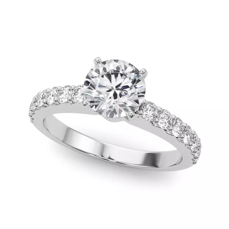 14K White Gold Zoya French Pavé Diamond Engagement Ring