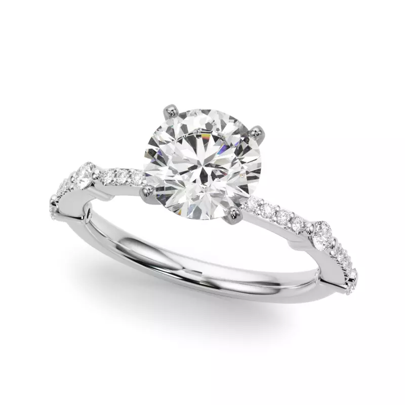 18K White Gold Zephrine Pave Station Engagement Ring